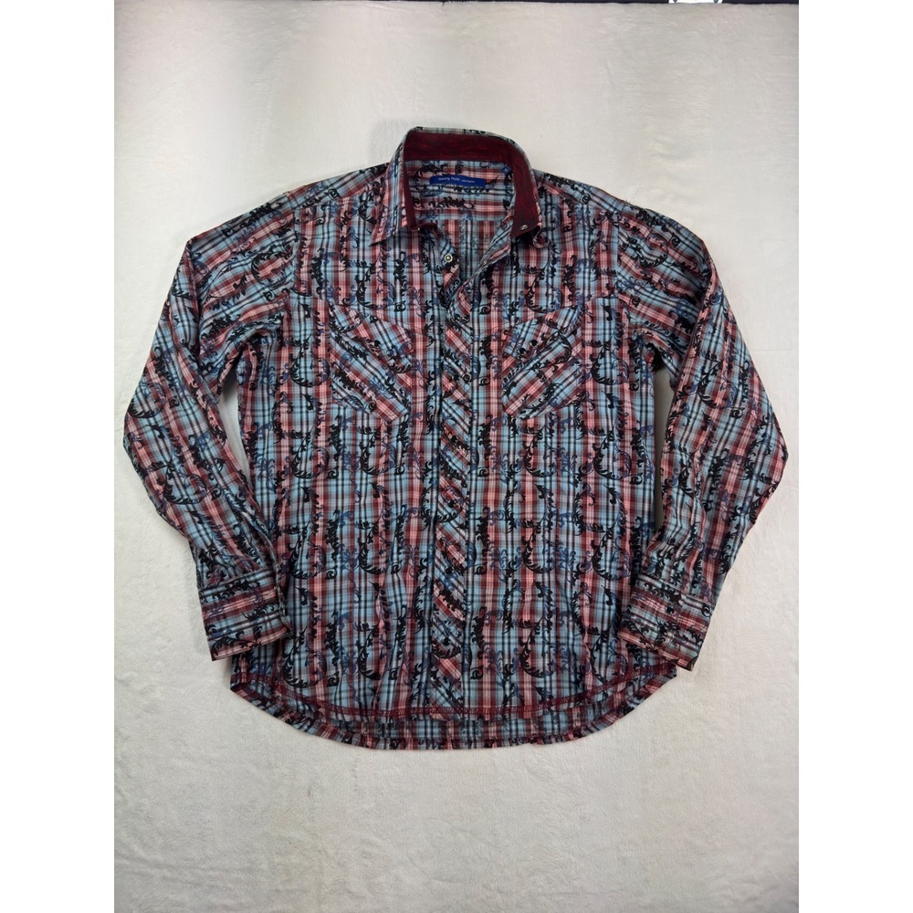 Georg Roth Los Angeles Mens Plaid Paisley Scroll Print Button Down Shirt Medium